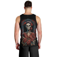 Day of Dead Lady Men Tank Top Sugar Skull Rose Lady - Wonder Print Shop