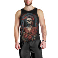 Day of Dead Lady Men Tank Top Sugar Skull Rose Lady - Wonder Print Shop