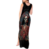 Day of Dead Lady Tank Maxi Dress Sugar Skull Rose Lady - Wonder Print Shop