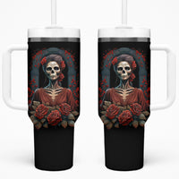 Day of Dead Lady Tumbler With Handle Sugar Skull Rose Lady - Wonder Print Shop