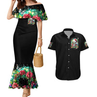Christmas Skull Couples Matching Mermaid Dress and Hawaiian Shirt On The Naughty List I Regret Nothing - Wonder Print Shop