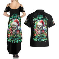 Christmas Skull Couples Matching Summer Maxi Dress and Hawaiian Shirt On The Naughty List I Regret Nothing - Wonder Print Shop