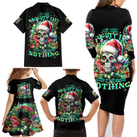 Christmas Skull Family Matching Long Sleeve Bodycon Dress and Hawaiian Shirt On The Naughty List I Regret Nothing - Wonder Print Shop