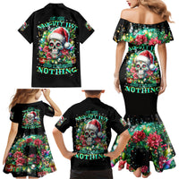 Christmas Skull Family Matching Mermaid Dress and Hawaiian Shirt On The Naughty List I Regret Nothing - Wonder Print Shop