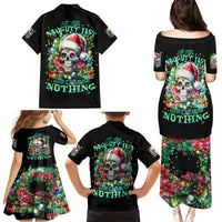Christmas Skull Family Matching Puletasi Dress and Hawaiian Shirt On The Naughty List I Regret Nothing - Wonder Print Shop