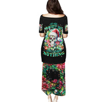 Christmas Skull Family Matching Puletasi Dress and Hawaiian Shirt On The Naughty List I Regret Nothing - Wonder Print Shop