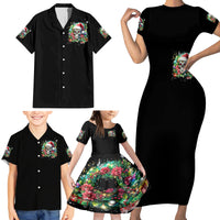 Christmas Skull Family Matching Short Sleeve Bodycon Dress and Hawaiian Shirt On The Naughty List I Regret Nothing - Wonder Print Shop