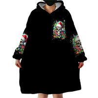 Christmas Skull Wearable Blanket Hoodie On The Naughty List I Regret Nothing - Wonder Print Shop