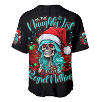Christmas Skull Lady Baseball Jersey On The Naughty List I Regret Nothing - Wonder Print Shop