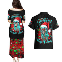 Christmas Skull Lady Couples Matching Puletasi Dress and Hawaiian Shirt On The Naughty List I Regret Nothing - Wonder Print Shop