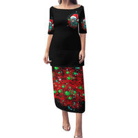 Christmas Skull Lady Family Matching Puletasi Dress and Hawaiian Shirt On The Naughty List I Regret Nothing - Wonder Print Shop
