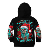 Christmas Skull Lady Kid Hoodie On The Naughty List I Regret Nothing - Wonder Print Shop