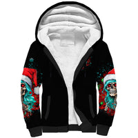 Christmas Skull Lady Sherpa Hoodie On The Naughty List I Regret Nothing - Wonder Print Shop