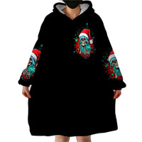 Christmas Skull Lady Wearable Blanket Hoodie On The Naughty List I Regret Nothing - Wonder Print Shop