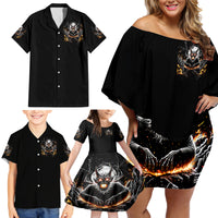 Demon Skull Family Matching Off Shoulder Short Dress and Hawaiian Shirt One Day I Gonna Say Fuck It All - Wonder Print Shop