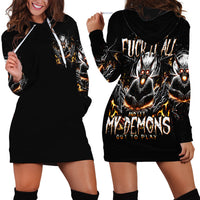 Demon Skull Hoodie Dress One Day I Gonna Say Fuck It All - Wonder Print Shop