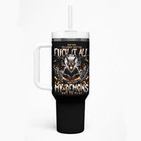 Demon Skull Tumbler With Handle One Day I Gonna Say Fuck It All - Wonder Print Shop