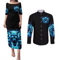 Demon Skull Couples Matching Puletasi Dress and Long Sleeve Button Shirt One Day I Gonna Say Fuck It All - Wonder Print Shop