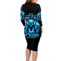 Demon Skull Family Matching Long Sleeve Bodycon Dress and Hawaiian Shirt One Day I Gonna Say Fuck It All - Wonder Print Shop
