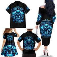 Demon Skull Family Matching Off Shoulder Long Sleeve Dress and Hawaiian Shirt One Day I Gonna Say Fuck It All - Wonder Print Shop