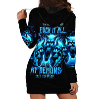 Demon Skull Hoodie Dress One Day I Gonna Say Fuck It All - Wonder Print Shop