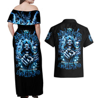 Thunder Skull Couples Matching Off Shoulder Maxi Dress and Hawaiian Shirt You My Friend Should Have Been Swallowed - Wonder Print Shop