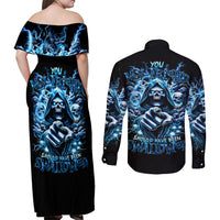 Thunder Skull Couples Matching Off Shoulder Maxi Dress and Long Sleeve Button Shirt You My Friend Should Have Been Swallowed - Wonder Print Shop
