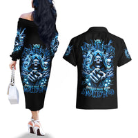 Thunder Skull Couples Matching Off The Shoulder Long Sleeve Dress and Hawaiian Shirt You My Friend Should Have Been Swallowed - Wonder Print Shop
