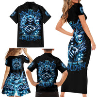 Thunder Skull Family Matching Short Sleeve Bodycon Dress and Hawaiian Shirt You My Friend Should Have Been Swallowed - Wonder Print Shop