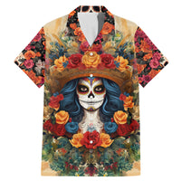 Day of Dead Lady Family Matching Mermaid Dress and Hawaiian Shirt Sugar Skull Field Rose Lady - Wonder Print Shop