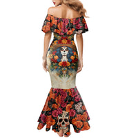 Day of Dead Lady Family Matching Mermaid Dress and Hawaiian Shirt Sugar Skull Field Rose Lady - Wonder Print Shop