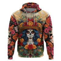 Day of Dead Lady Hoodie Sugar Skull Field Rose Lady - Wonder Print Shop