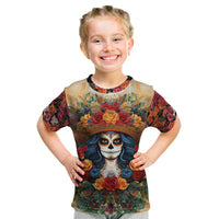 Day of Dead Lady Kid T Shirt Sugar Skull Field Rose Lady - Wonder Print Shop