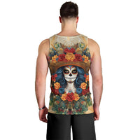 Day of Dead Lady Men Tank Top Sugar Skull Field Rose Lady - Wonder Print Shop