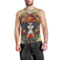 Day of Dead Lady Men Tank Top Sugar Skull Field Rose Lady - Wonder Print Shop