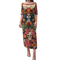 Day of Dead Lady Puletasi Sugar Skull Field Rose Lady - Wonder Print Shop