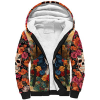 Day of Dead Lady Sherpa Hoodie Sugar Skull Field Rose Lady - Wonder Print Shop