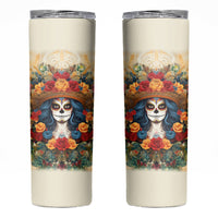 Day of Dead Lady Skinny Tumbler Sugar Skull Field Rose Lady - Wonder Print Shop