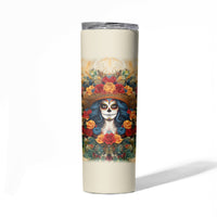 Day of Dead Lady Skinny Tumbler Sugar Skull Field Rose Lady - Wonder Print Shop