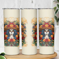 Day of Dead Lady Skinny Tumbler Sugar Skull Field Rose Lady - Wonder Print Shop