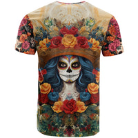 Day of Dead Lady T Shirt Sugar Skull Field Rose Lady - Wonder Print Shop
