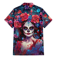 Day of Dead Lady Family Matching Mermaid Dress and Hawaiian Shirt Sugar Skull Field Rose Lady - Wonder Print Shop