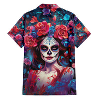 Day of Dead Lady Hawaiian Shirt Sugar Skull Field Rose Lady - Wonder Print Shop