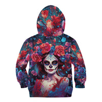 Day of Dead Lady Kid Hoodie Sugar Skull Field Rose Lady - Wonder Print Shop
