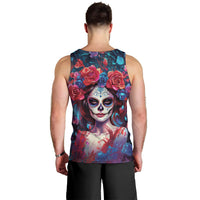 Day of Dead Lady Men Tank Top Sugar Skull Field Rose Lady - Wonder Print Shop