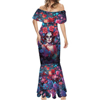 Day of Dead Lady Mermaid Dress Sugar Skull Field Rose Lady - Wonder Print Shop
