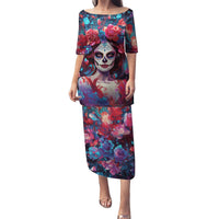 Day of Dead Lady Puletasi Sugar Skull Field Rose Lady - Wonder Print Shop