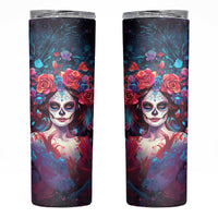 Day of Dead Lady Skinny Tumbler Sugar Skull Field Rose Lady - Wonder Print Shop