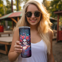 Day of Dead Lady Skinny Tumbler Sugar Skull Field Rose Lady - Wonder Print Shop