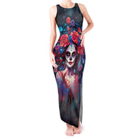 Day of Dead Lady Tank Maxi Dress Sugar Skull Field Rose Lady - Wonder Print Shop